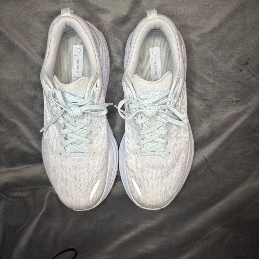 Hoka White Athletic Shoes with Cushioned Sole